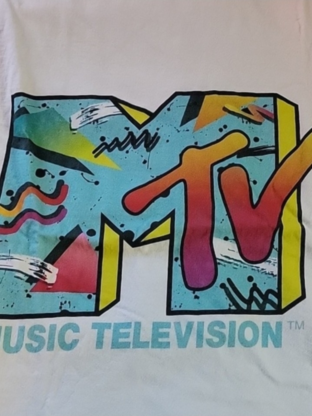 Port & Company MTV Music Television Retro Logo Graphic Tee White Women's M